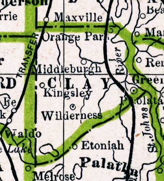 Map of Clay County, Florida, 1886