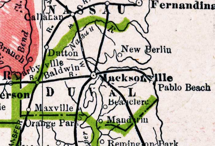 Map of Duval County, Florida, 1886