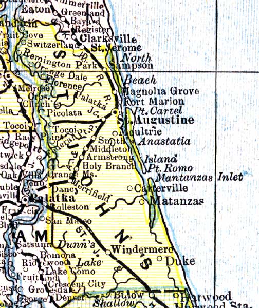 Map of St. Johns County, Florida, 1890