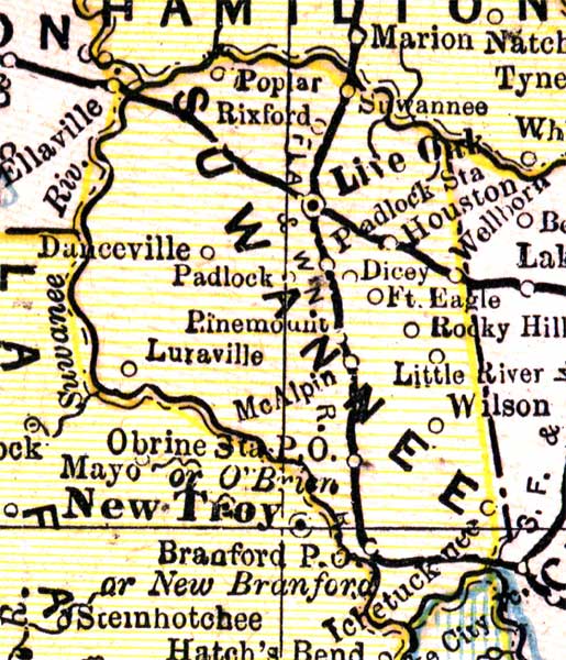 Map of Suwannee County, Florida, 1890
