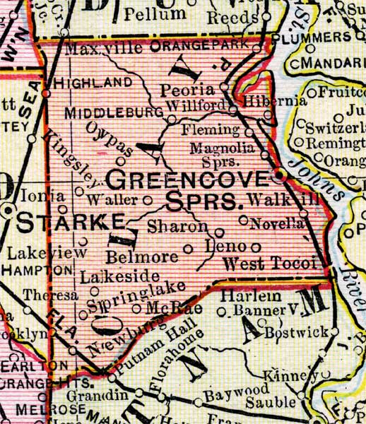 Map of Clay County, Florida, 1899