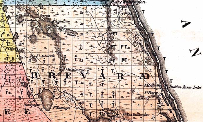 Map of Brevard County, Florida, 1856