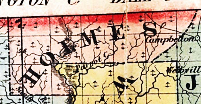 Map of Holmes County, Florida, 1856