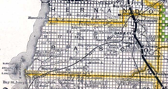 Map of Pasco County, Florida, 1888