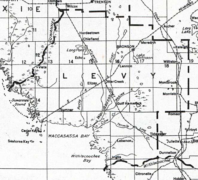 Map of Levy County, Florida, 1932