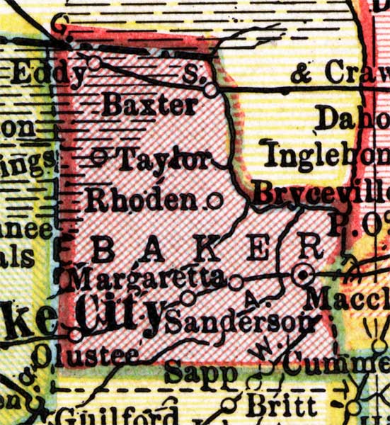 Map of Baker  County, Florida, 1910