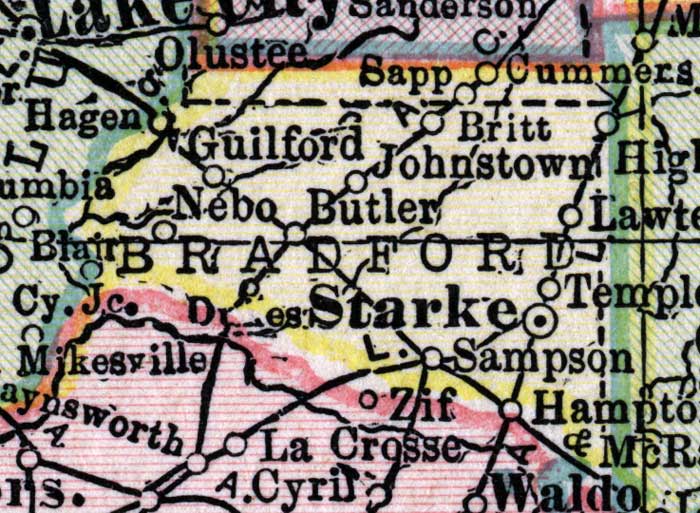 Map of Bradford  County, Florida, 1916