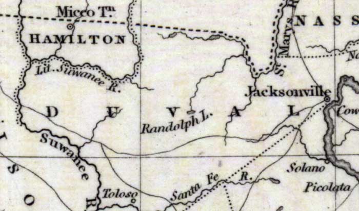 Map of Duval County, Florida, 1832