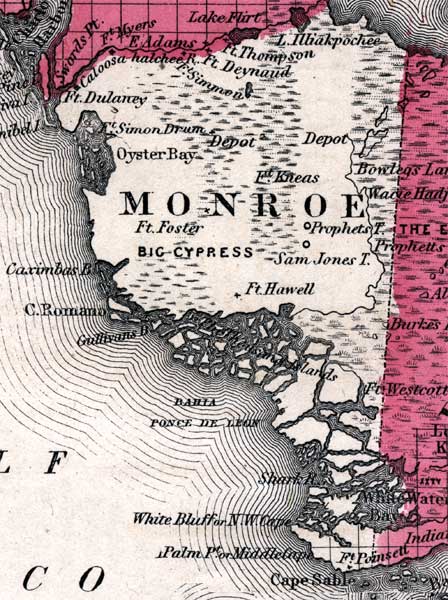 Map of Monroe County, Florida, 1863