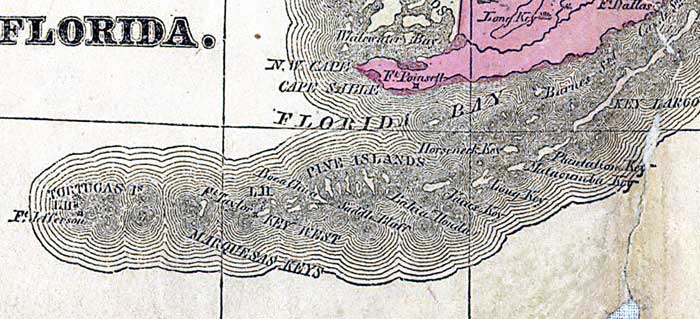 Map of Monroe County, Florida, 1863