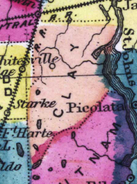 Map of Clay County, Florida, 1873