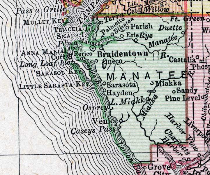 Map of Manatee County, Florida, 1900