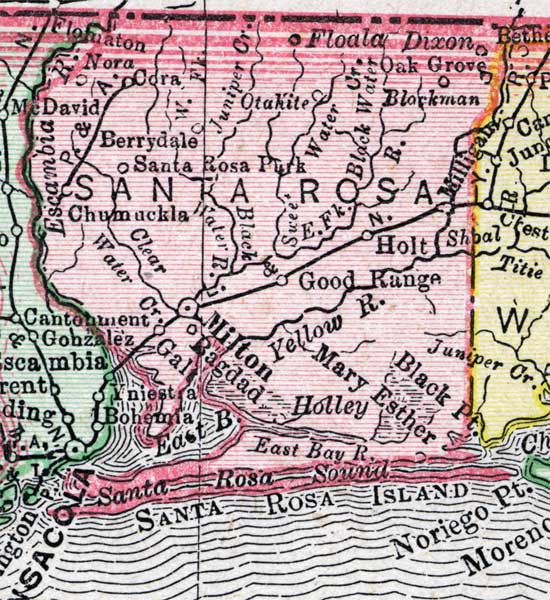 Map of Santa Rosa County, Florida, 1900