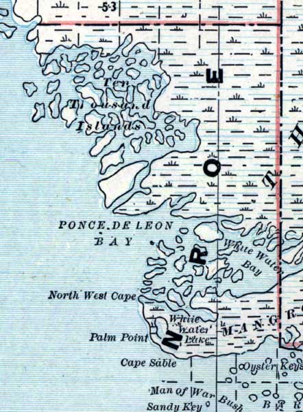 Map of Monroe County, Florida, 1890s