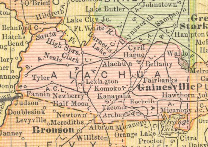 Map of Alachua County, Florida, 1910