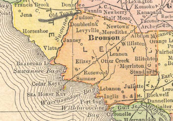 Map of Levy County, Florida, 1910