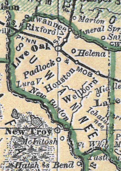 Map of Suwannee County, Florida, 1880