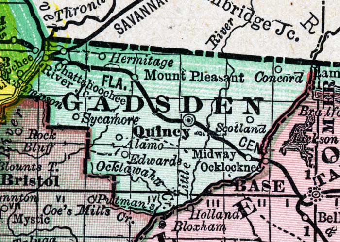 Map of Gadsden County, Florida, 1888