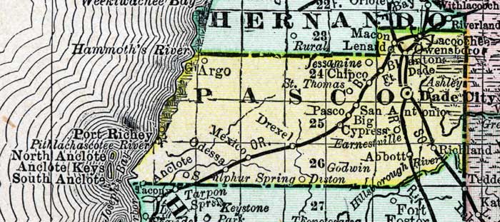 Map of Pasco County, Florida, 1888