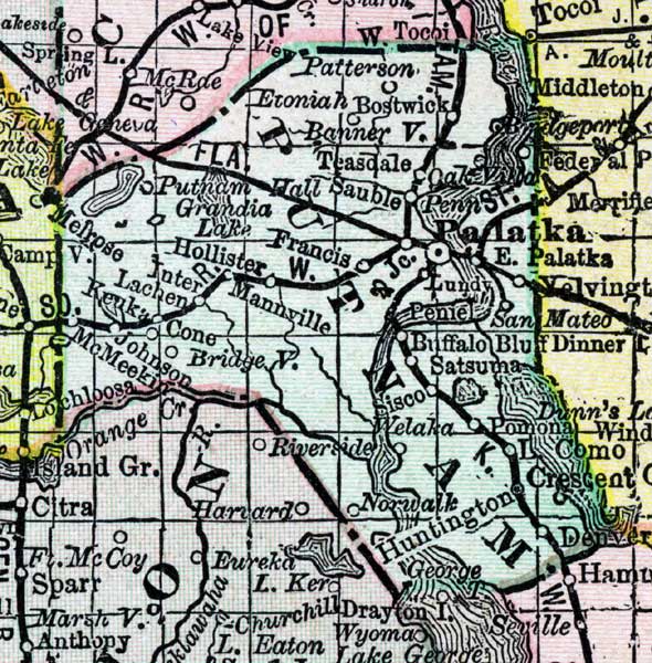 Map of Putnam County, Florida, 1888