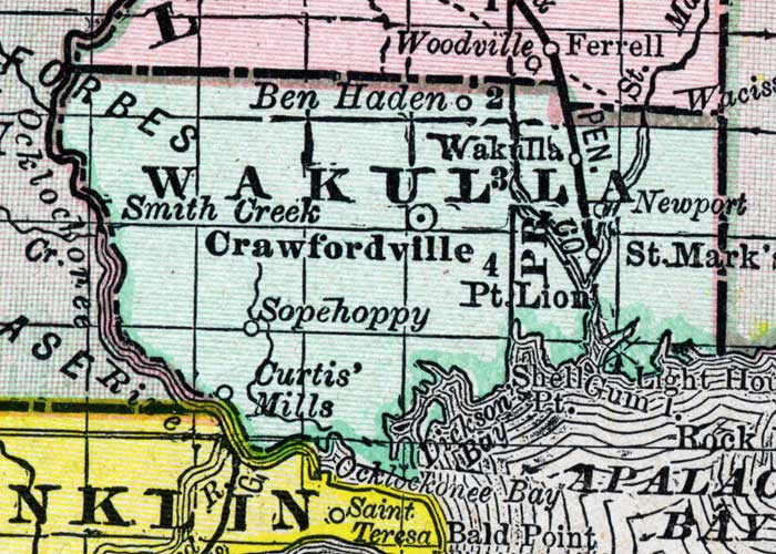 Map of Wakulla County, Florida, 1888