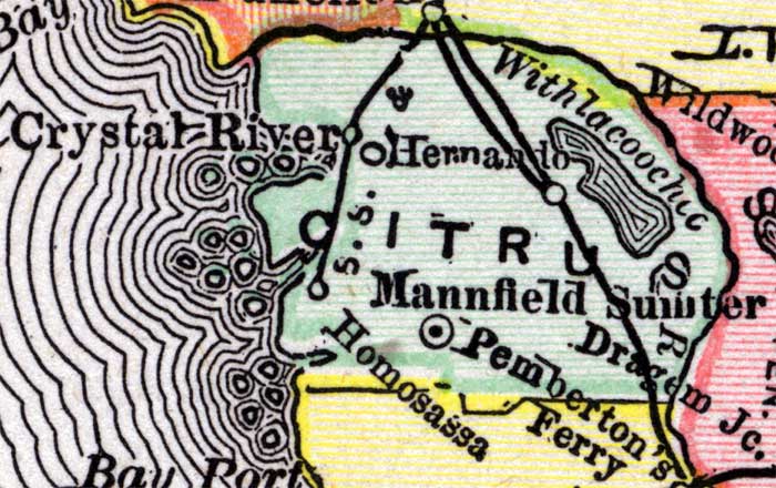 Map of Citrus County, Florida, 1890