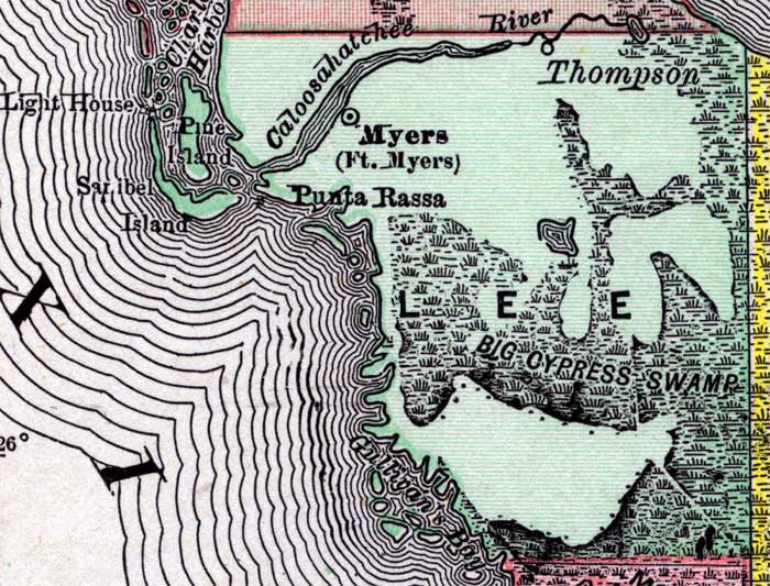 Map of Lee County, Florida, 1890