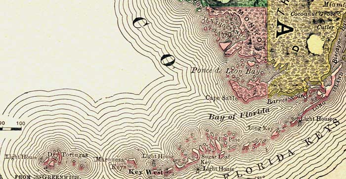 Map of Monroe County, Florida, 1894