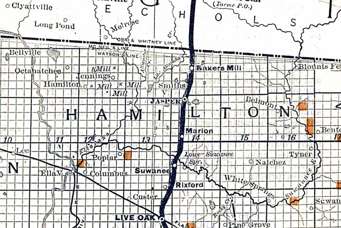 Map of Hamilton County, Florida, 1888