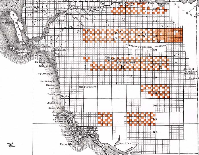 Map of Lee County, Florida, 1888
