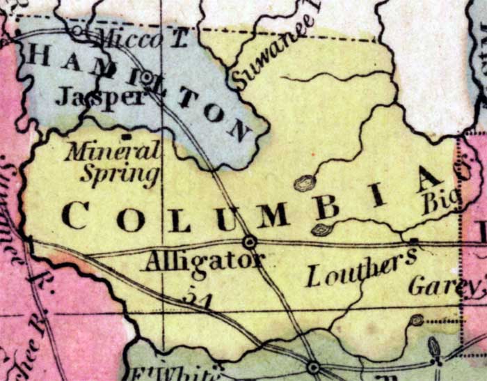 Map of Columbia County, Florida, 1850