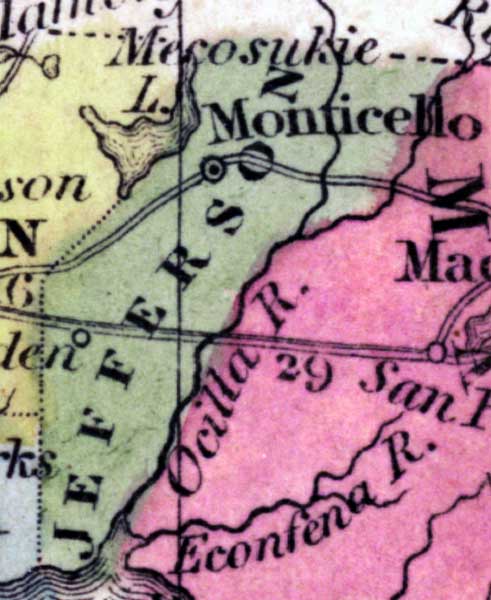 Map of Jefferson County, Florida, 1850