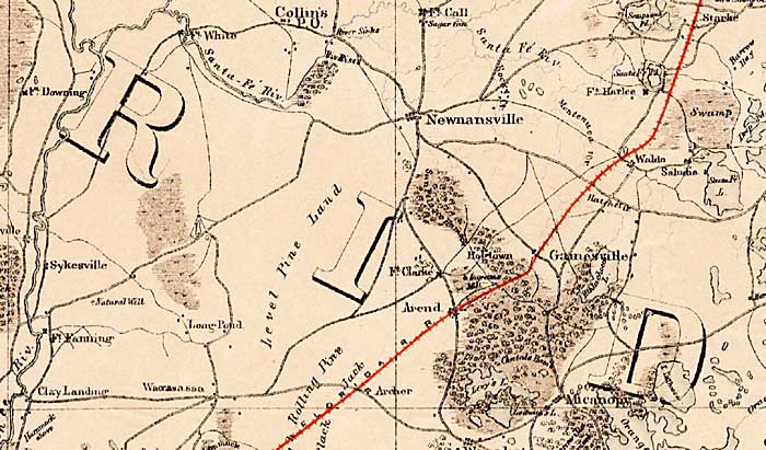 Map of Alachua County, Florida, 1864