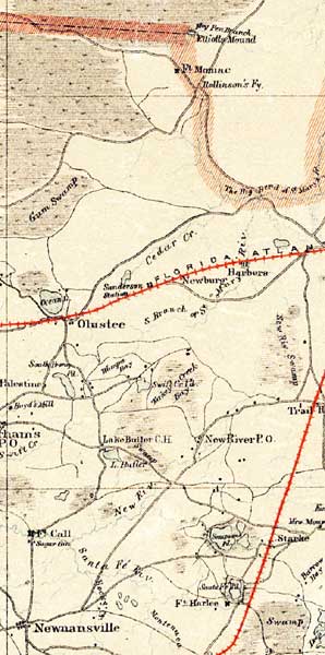 Map of Bradford  County, Florida, 1864