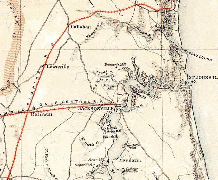 Map of Duval County, Florida, 1864