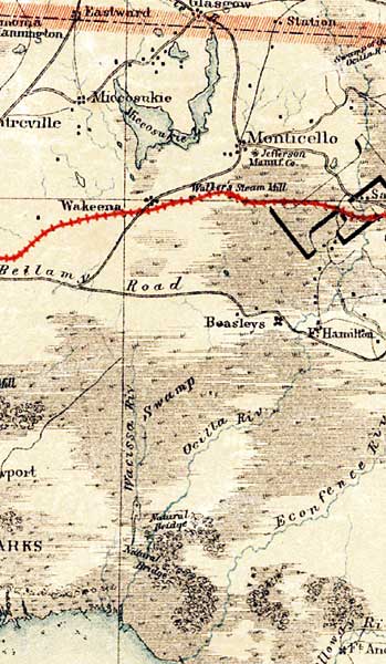 Map of Jefferson County, Florida, 1864