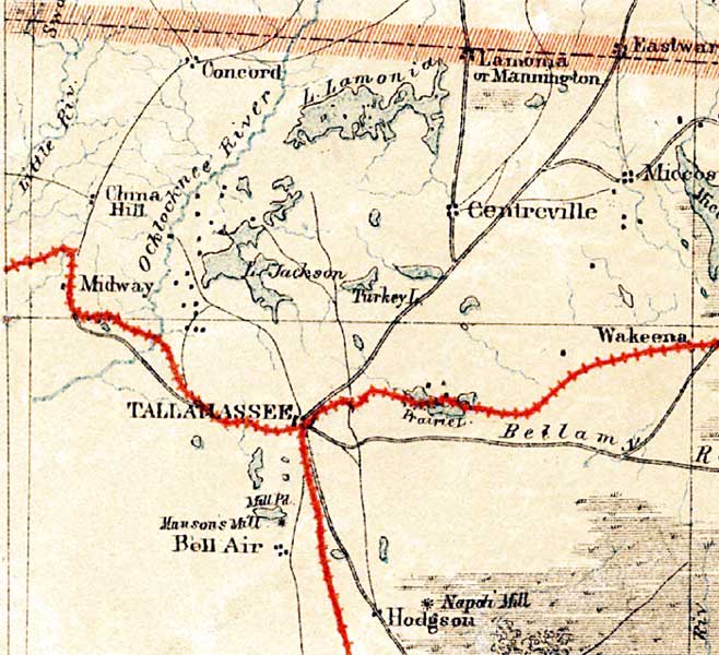 Map of Leon County, Florida, 1864