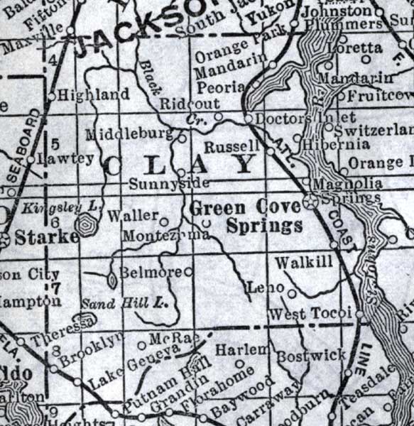 Map of Clay County, Florida, 1920