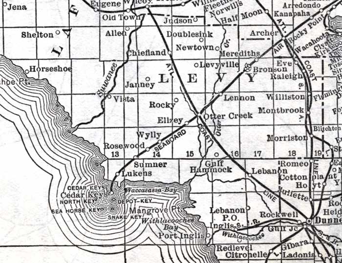 Map of Levy County, Florida, 1920