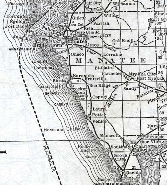 Map of Manatee County, Florida, 1920