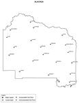 Florida outline county maps, cities labeled